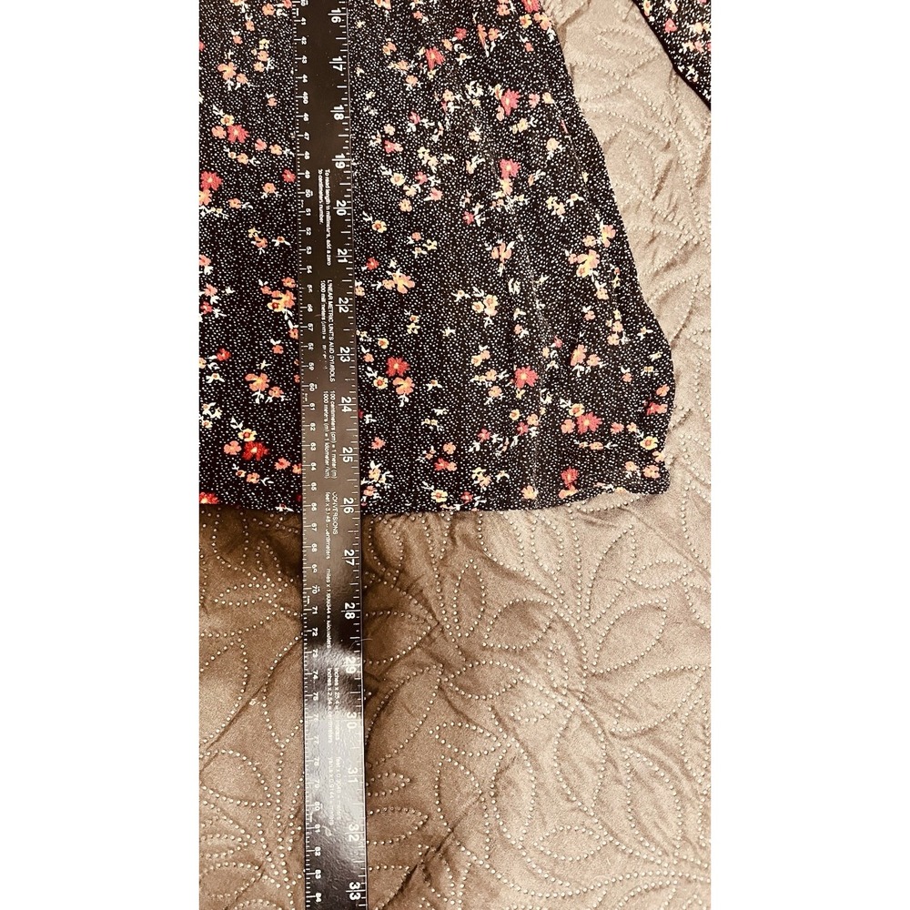 Knox Rose Women's Dark Floral Top Size L Peasant Long Sleeve Black Red Lace - Picture 12 of 16